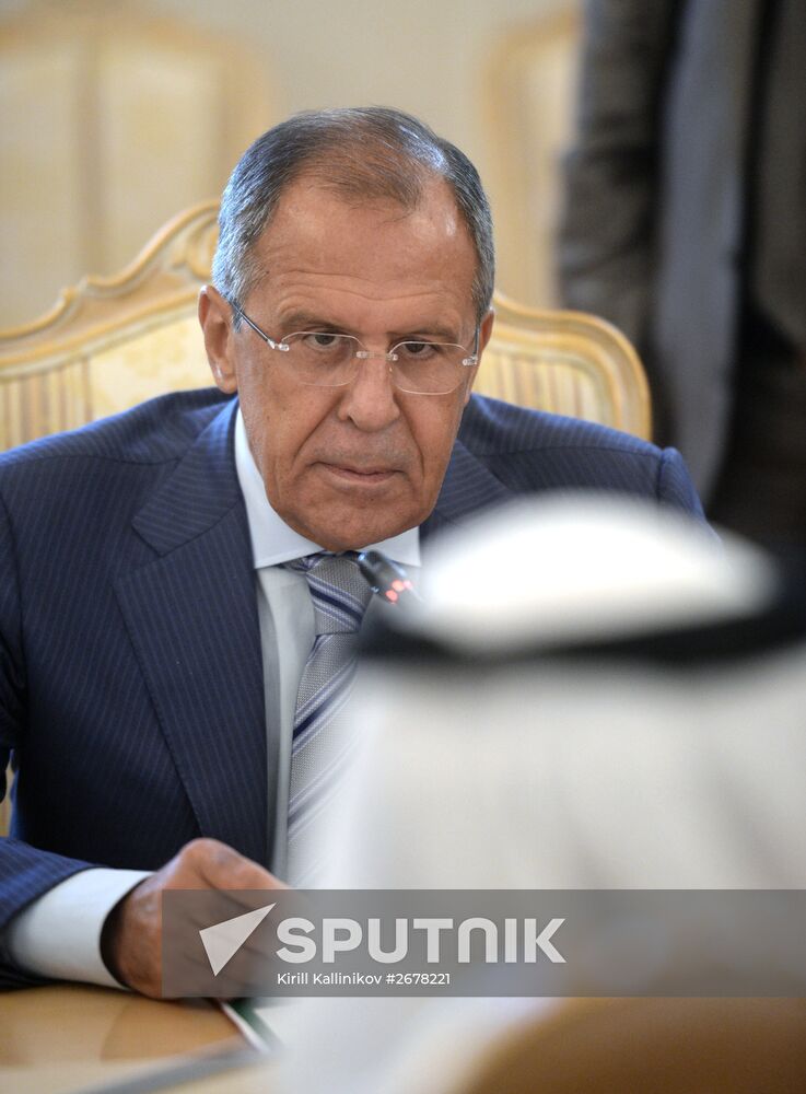 Russian Foreign Minister Sergey Lavrov meets with Saudi Arabian Foreign Minister Adel bin Ahmed Al-Jubeir