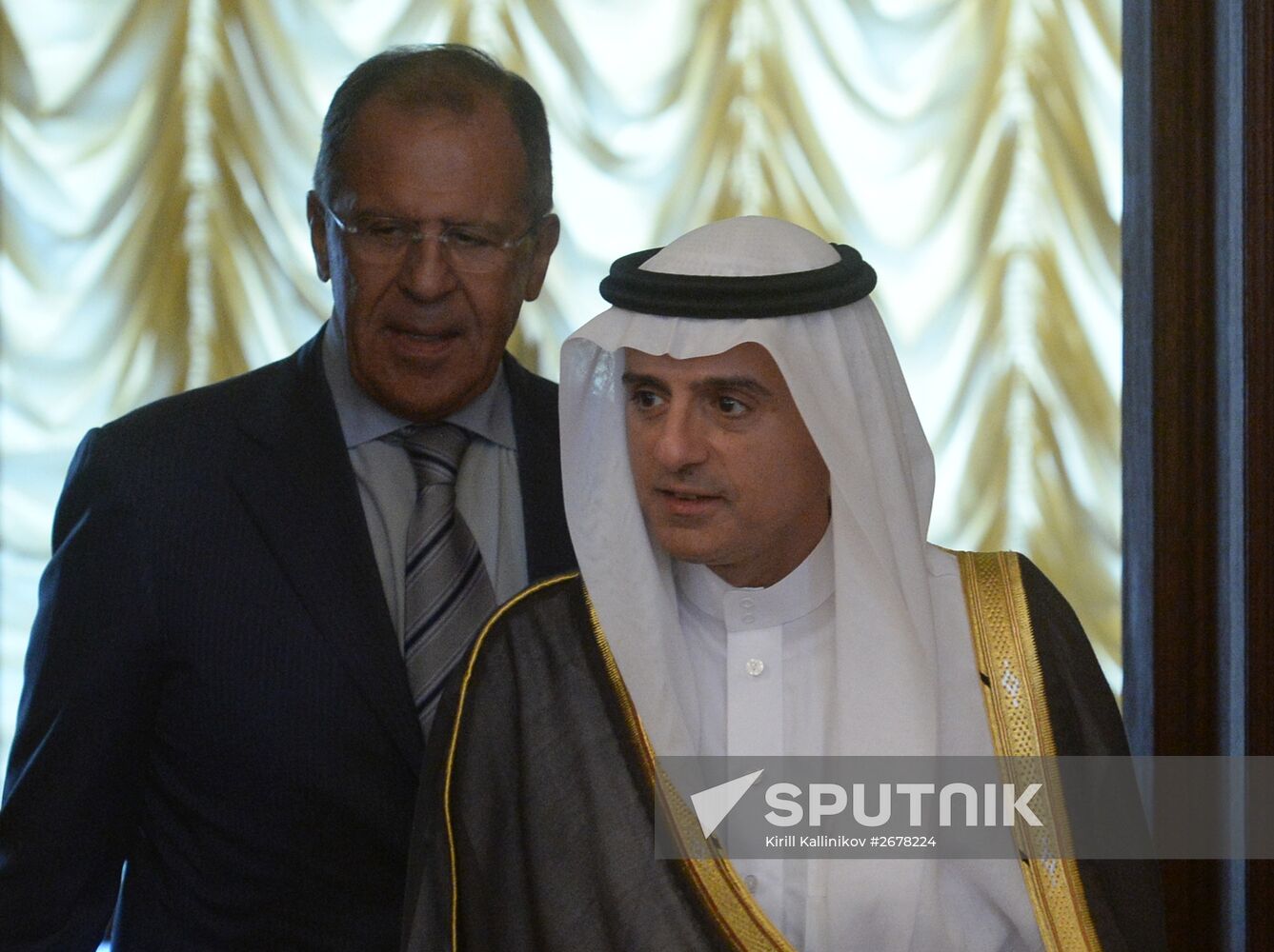 Russian Foreign Minister Sergey Lavrov meets with Saudi Arabian Foreign Minister Adel bin Ahmed Al-Jubeir in Moscow