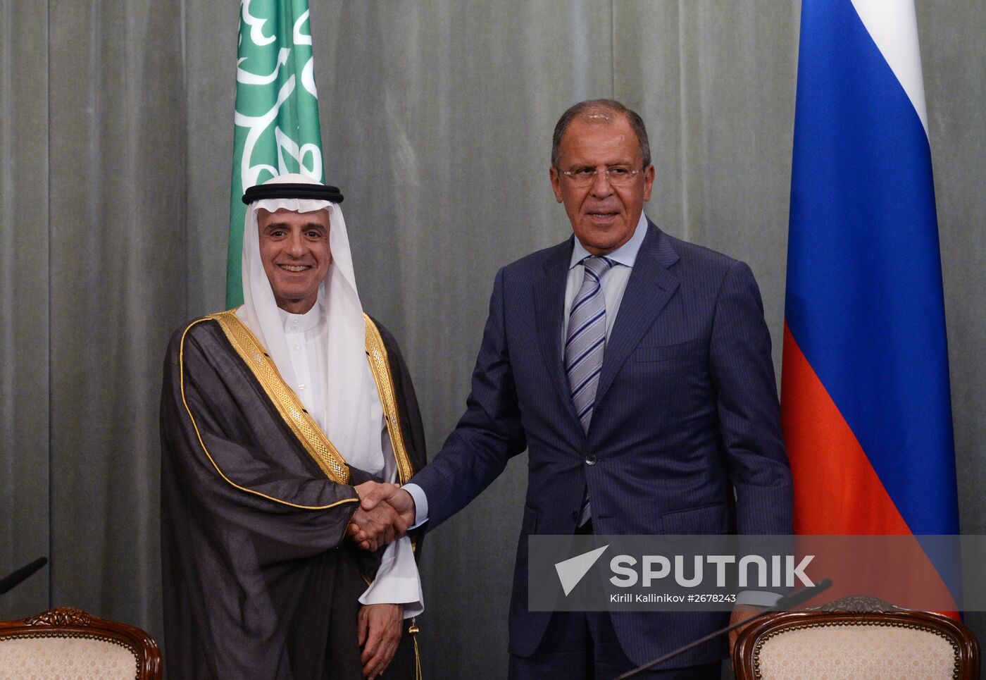 Russian Foreign Minister Sergey Lavrov meets with Saudi Arabian Foreign Minister Adel bin Ahmed Al-Jubeir in Moscow