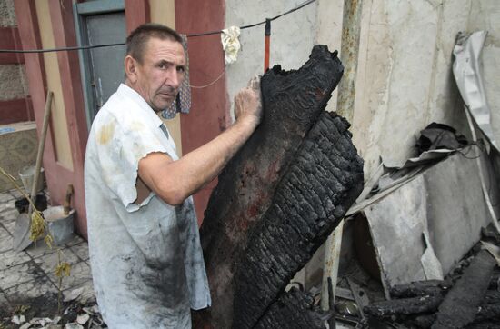 Aftermath of artillery attack on Donetsk