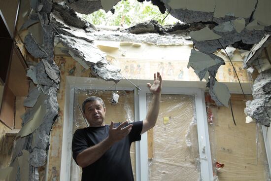 Aftermath of artillery attack on Donetsk