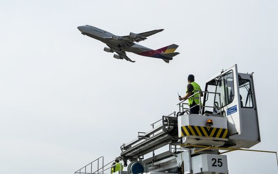 Airplane servicing at Domodedovo airport