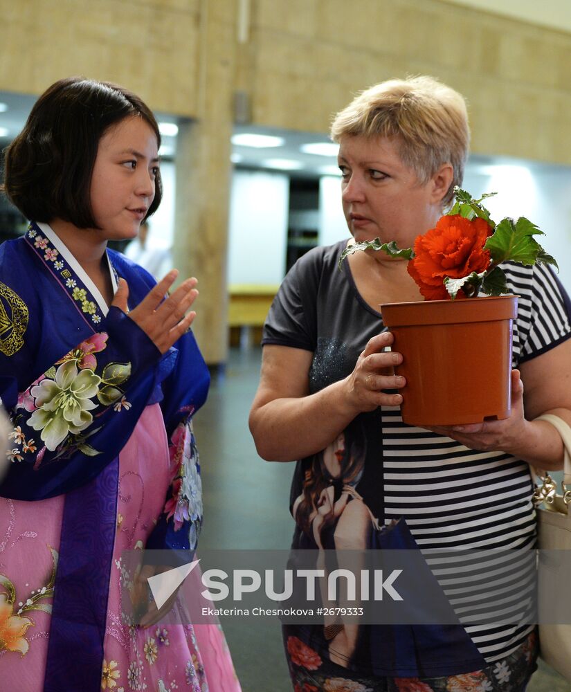 North Korean flowers displayed at the Central House of Artists