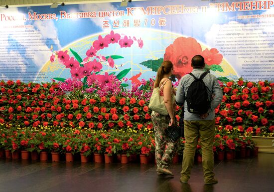 North Korean flowers displayed at the Central House of Artists
