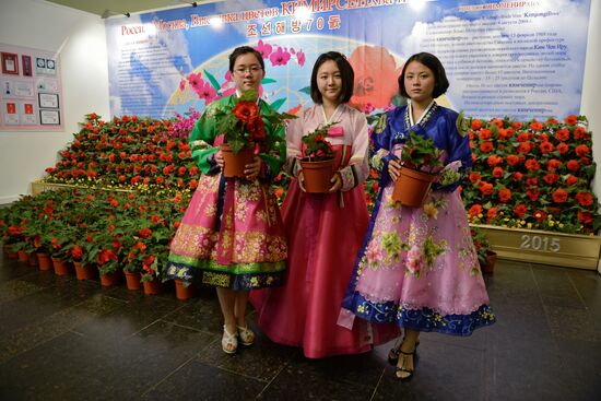 North Korean flowers displayed at the Central House of Artists