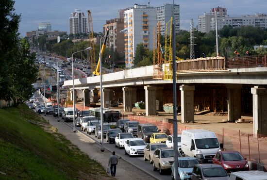 Interchange under construction in Moscow
