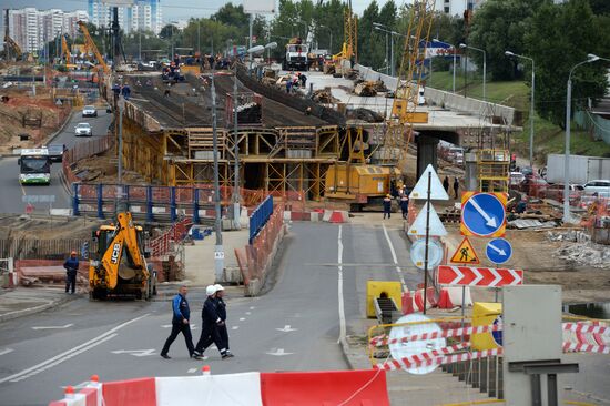 Interchange under construction in Moscow