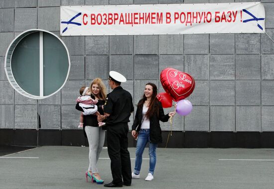 Arrival of Pacific Fleet ship detachment at Vladivostok port
