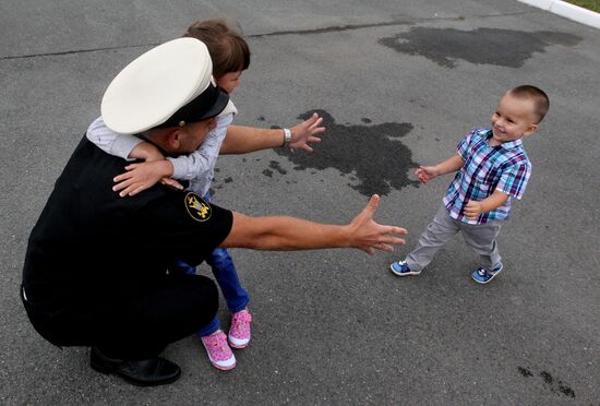 Arrival of Pacific Fleet ship detachment at Vladivostok port