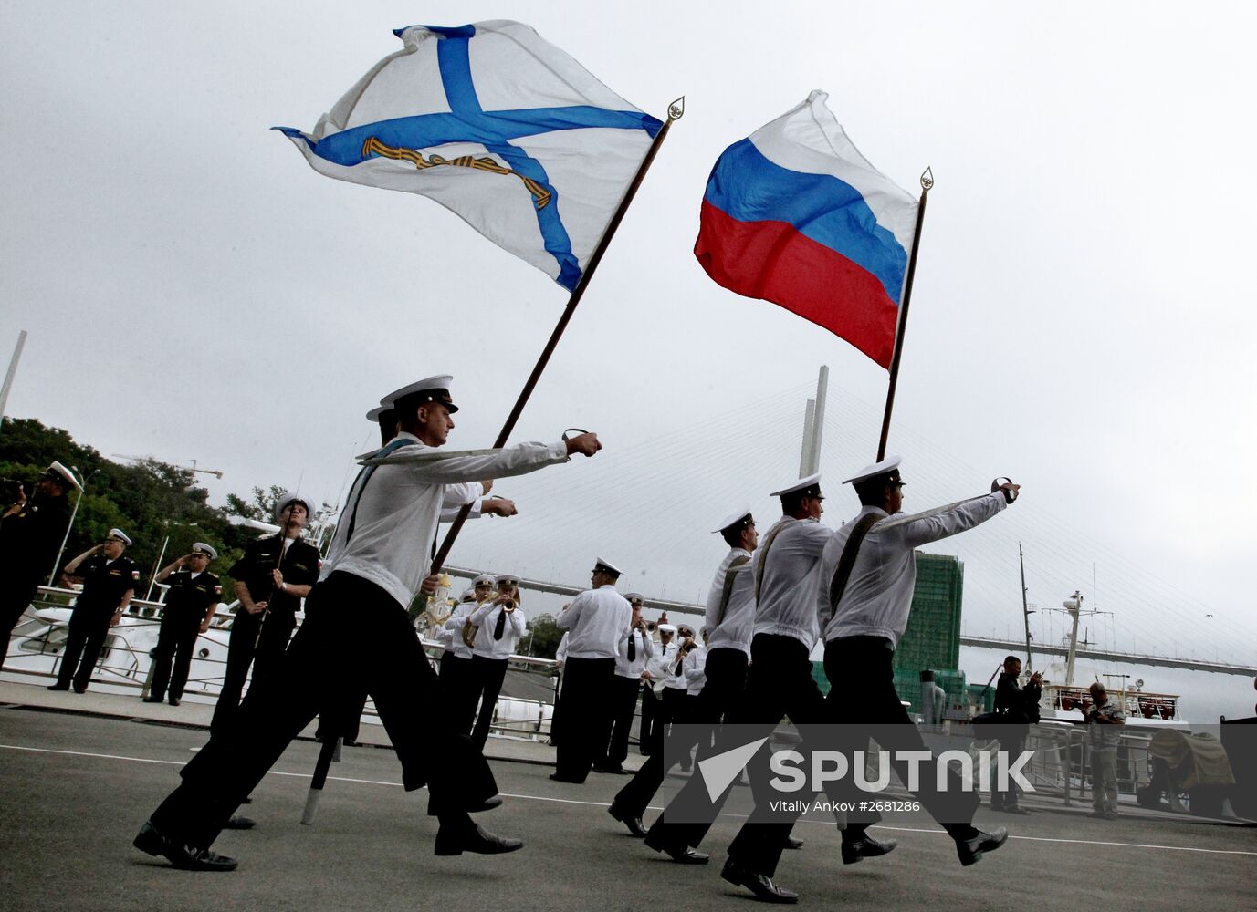 Arrival of Pacific Fleet ship detachment at Vladivostok port