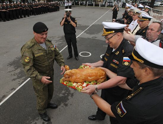 Arrival of Pacific Fleet ship detachment at Vladivostok port