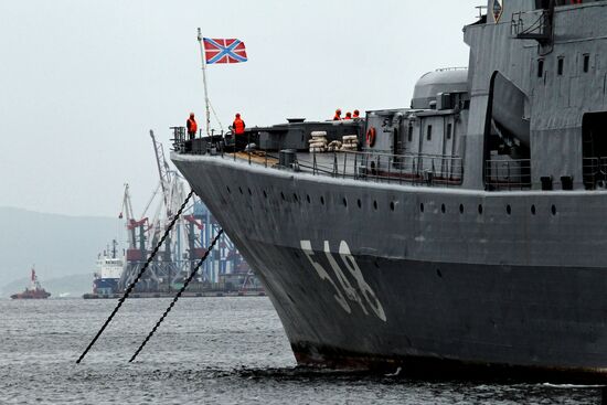 Arrival of Pacific Fleet ship detachment at Vladivostok port