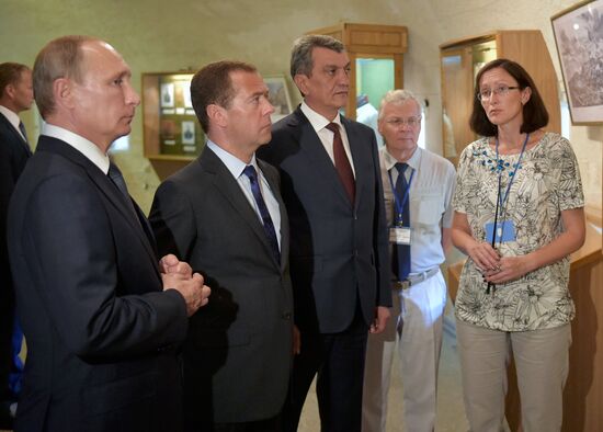Russian President Vladimir Putin and Prime Minister Dmitry Medvedev visit Crimea