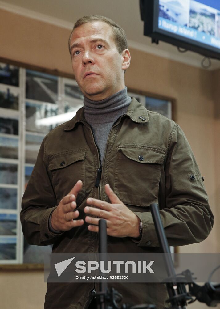 Russian Prime Minister Dmitry Medvedev's working visit to Far East. Iturup Island
