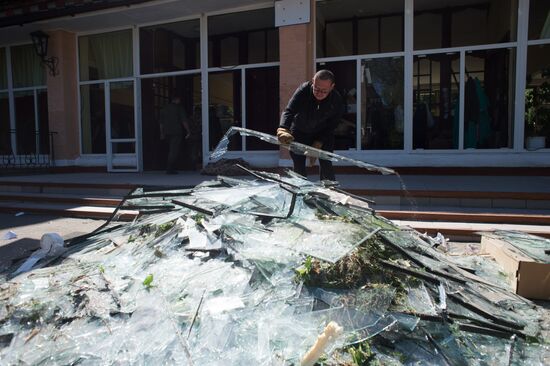 Aftermath of night shelling of Donetsk's Gorlovka by Ukrainian military