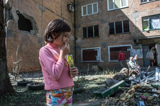 Aftermath of night shelling of Donetsk's Gorlovka by Ukrainian military