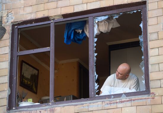 Aftermath of night shelling of Donetsk's Gorlovka by Ukrainian military