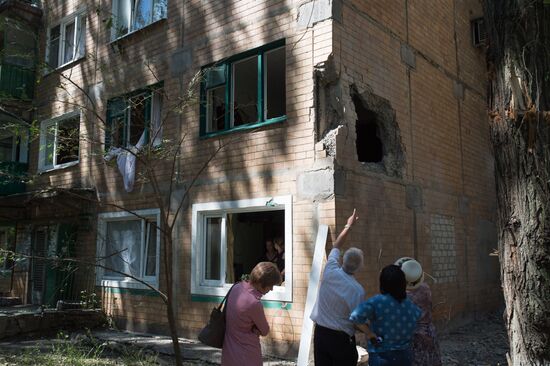 Aftermath of night shelling of Donetsk's Gorlovka by Ukrainian military