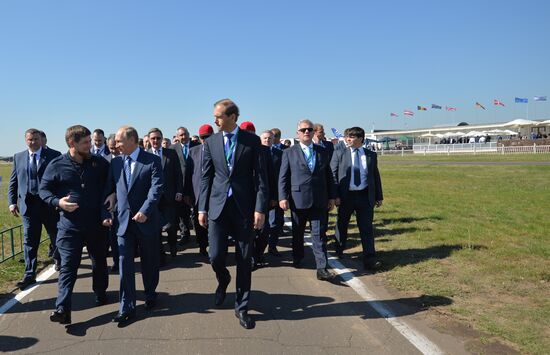 Russian President Vladimir Putin visits the International Aerospace Salon (MAKS 2015)