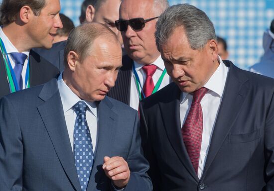 Russian President Vladimir Putin visits the International Aerospace Salon (MAKS 2015)