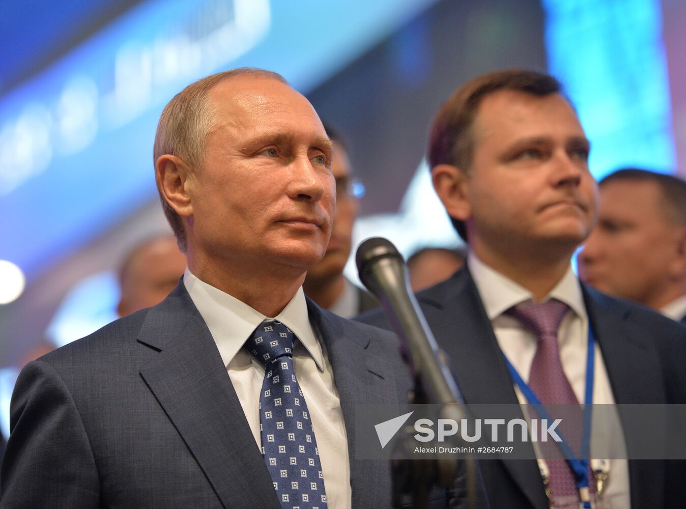 Russian President Vladimir Putin visits the International Aerospace Salon (MAKS 2015)
