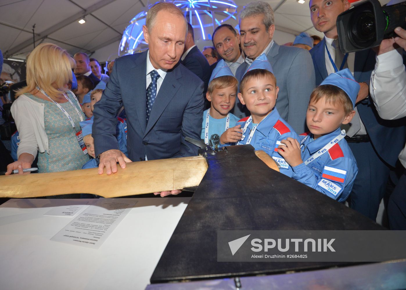 Russian President Vladimir Putin visits the International Aerospace Salon (MAKS 2015)