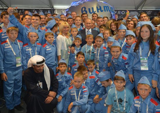 Russian President Vladimir Putin visits the International Aerospace Salon (MAKS 2015)