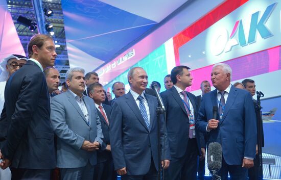 Russian President Vladimir Putin visits the International Aerospace Salon (MAKS 2015)