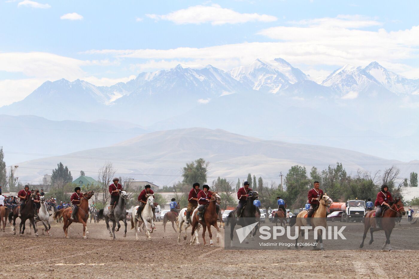 Kyrgyzstan's open championship on kok-boru (horse-mounted players dragging a goat carcass)