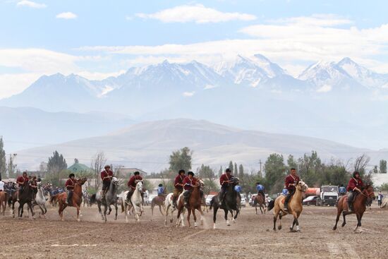 Kyrgyzstan's open championship on kok-boru (horse-mounted players dragging a goat carcass)
