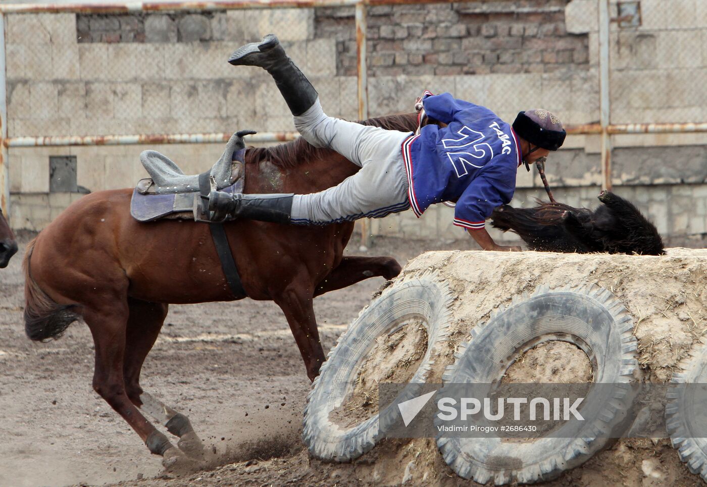 Kyrgyzstan's open championship on kok-boru (horse-mounted players dragging a goat carcass)