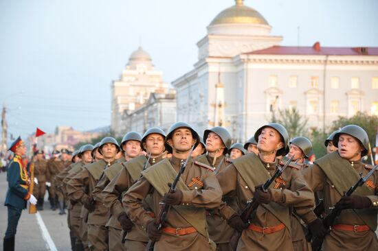 Parade marking 70th anniversary of the end of WWII is rehearsed in Chita
