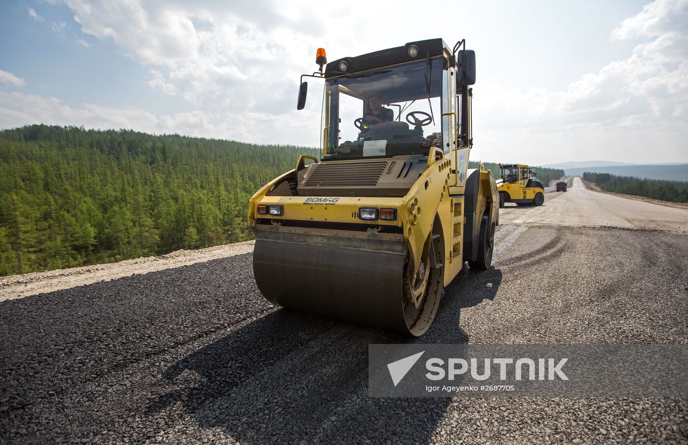 Lena federal highway under renovation in Amur River region