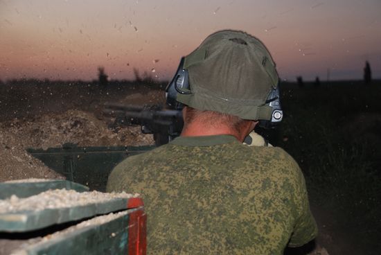 First Slavic Militia Brigade Soldiers of DPR on Position at UAF Contact Line