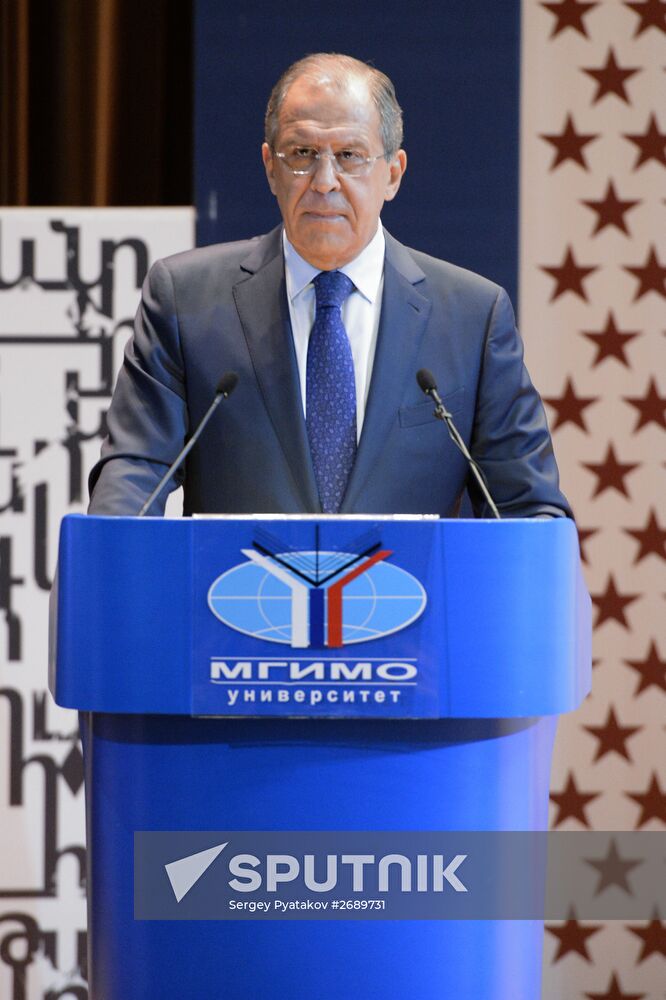 Russian Foreign Minister Sergei Lavrov meets with MGIMO professors and students