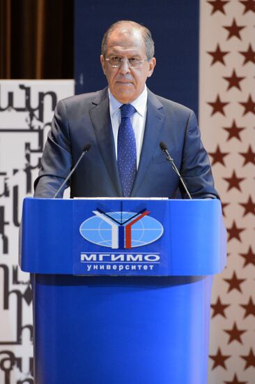 Russian Foreign Minister Sergei Lavrov meets with MGIMO professors and students