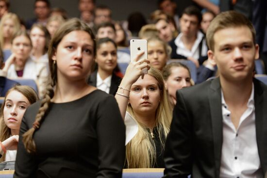Russian Foreign Minister Sergei Lavrov meets with MGIMO professors and students