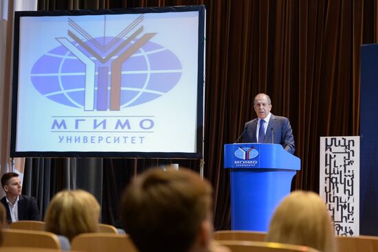 Russian Foreign Minister Sergei Lavrov meets with MGIMO professors and students