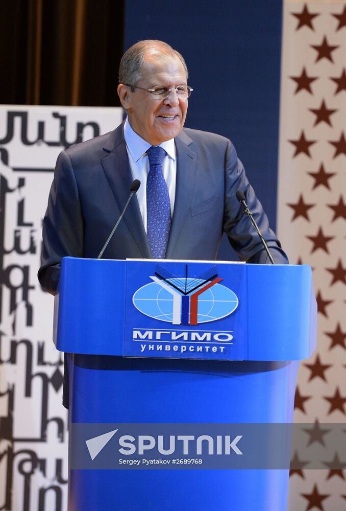 Russian Foreign Minister Sergei Lavrov meets with MGIMO professors and students