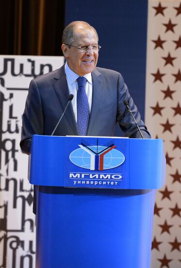 Russian Foreign Minister Sergei Lavrov meets with MGIMO professors and students
