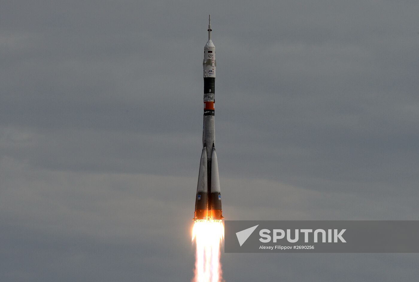 Launch of Soyuz TMA-18M spacecraft with crew of long-term expedition 45/46 to the ISS