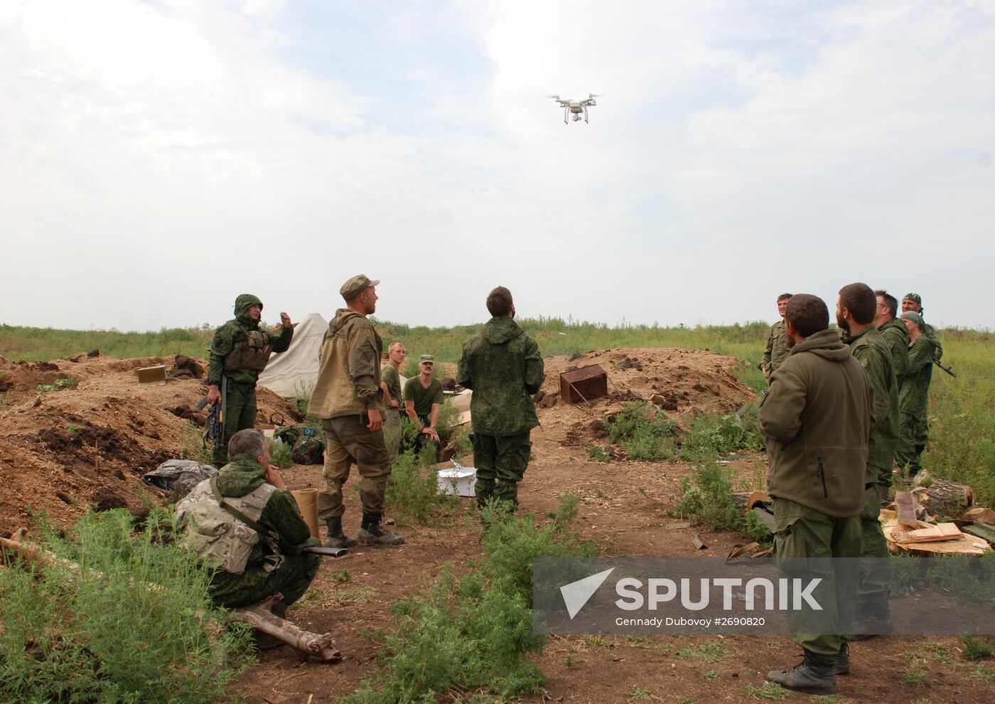 First Slavic Militia Brigade Soldiers of DPR on Position at UAF Contact Line