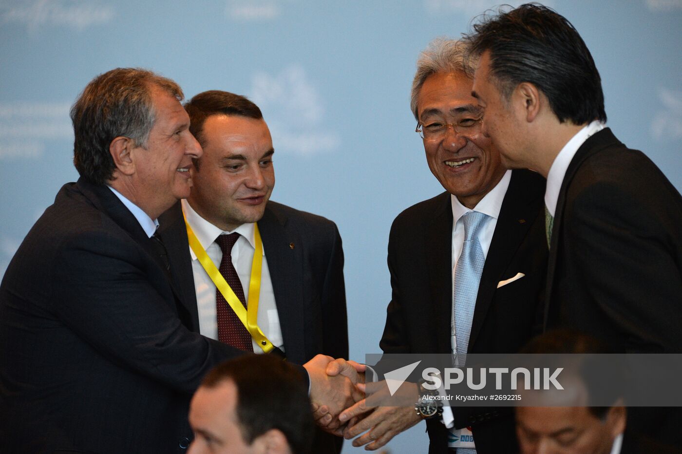 From left: Rosneft President and Chairman of the Board Igor Sechin, Boris Kovalchuk, Chairman of the Management Board of Inter RAO, and Fumiya Kokubu, President & CEO, Marubeni Corporation, at the key session The Strength of East Russia: Oil and Gas: Production, Power Bridge Linking Russia to Asia-Pacific Countries during the Eastern Economic Forum in Vladivostok. Location: Russia, Vladivostok. Author: Alexandr Kryazhev/Sputnik. Key session The Strength of East Russia: Oil and Gas: Production, Power Bridge Linking Russia to Asia-Pacific Countries