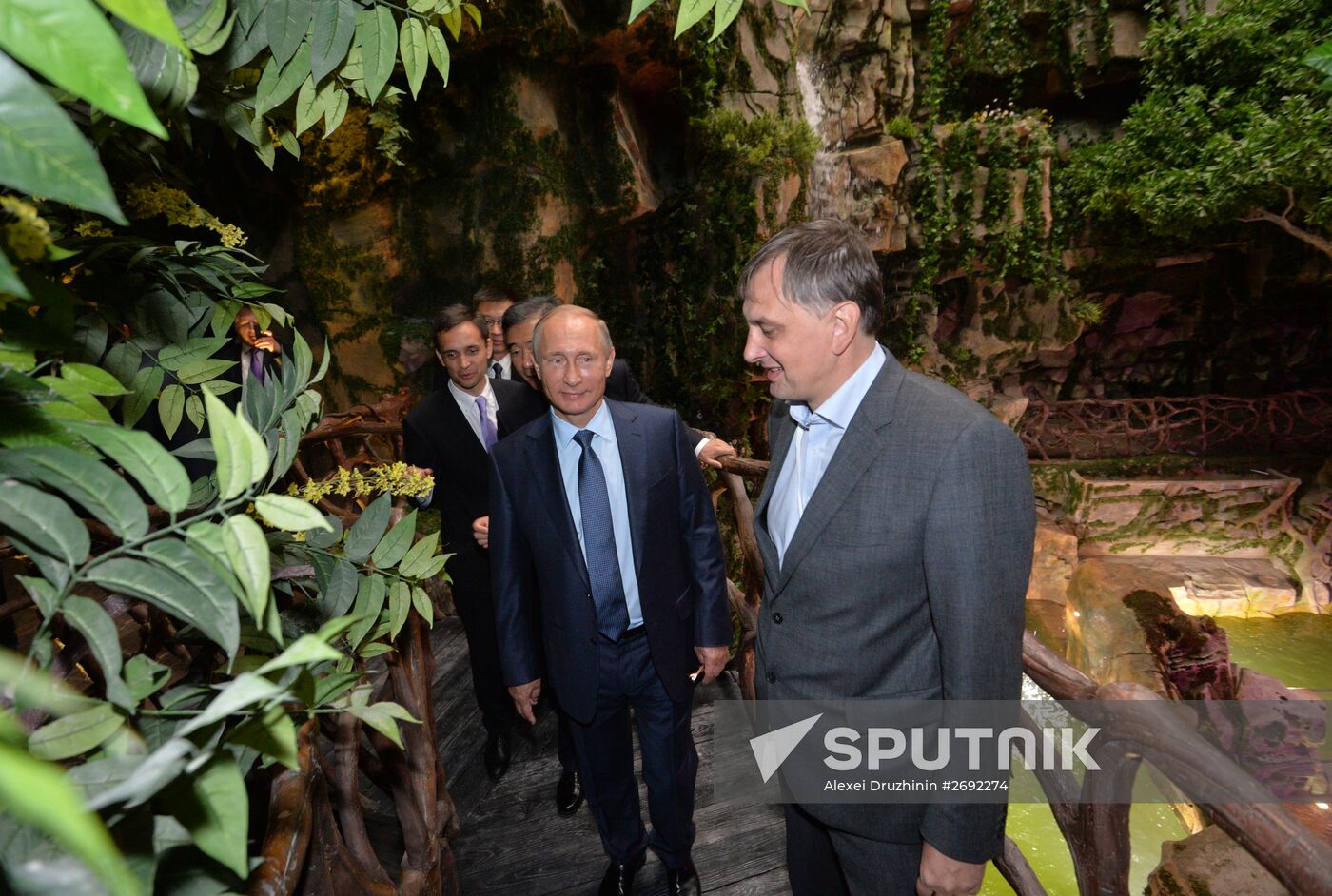 Russian President Vladimir Putin visits oceanarium on Russky Island