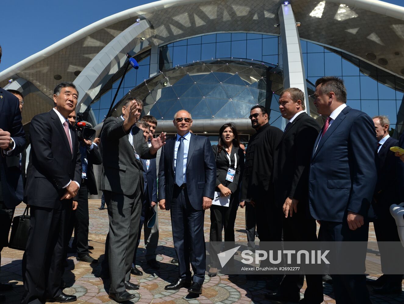 Russian President Vladimir Putin visits oceanarium on Russky Island