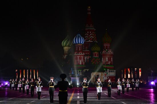 Dress rehearsal of Savior Tower Festival opening ceremony