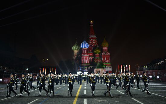 Dress rehearsal of Savior Tower Festival opening ceremony