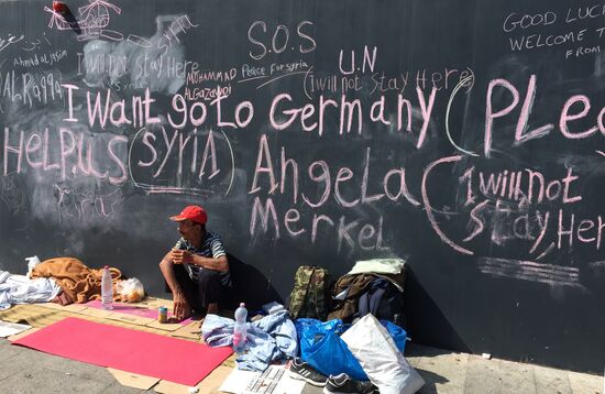 Middle East refugees at Budapest Keleti station
