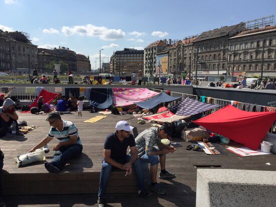 Middle East refugees at Budapest Keleti station