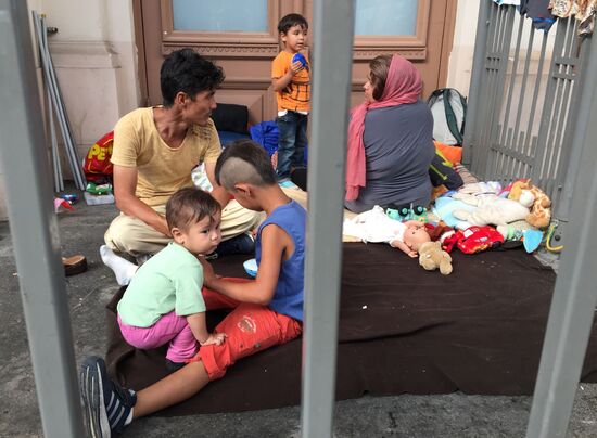 Middle East refugees at Budapest Keleti station